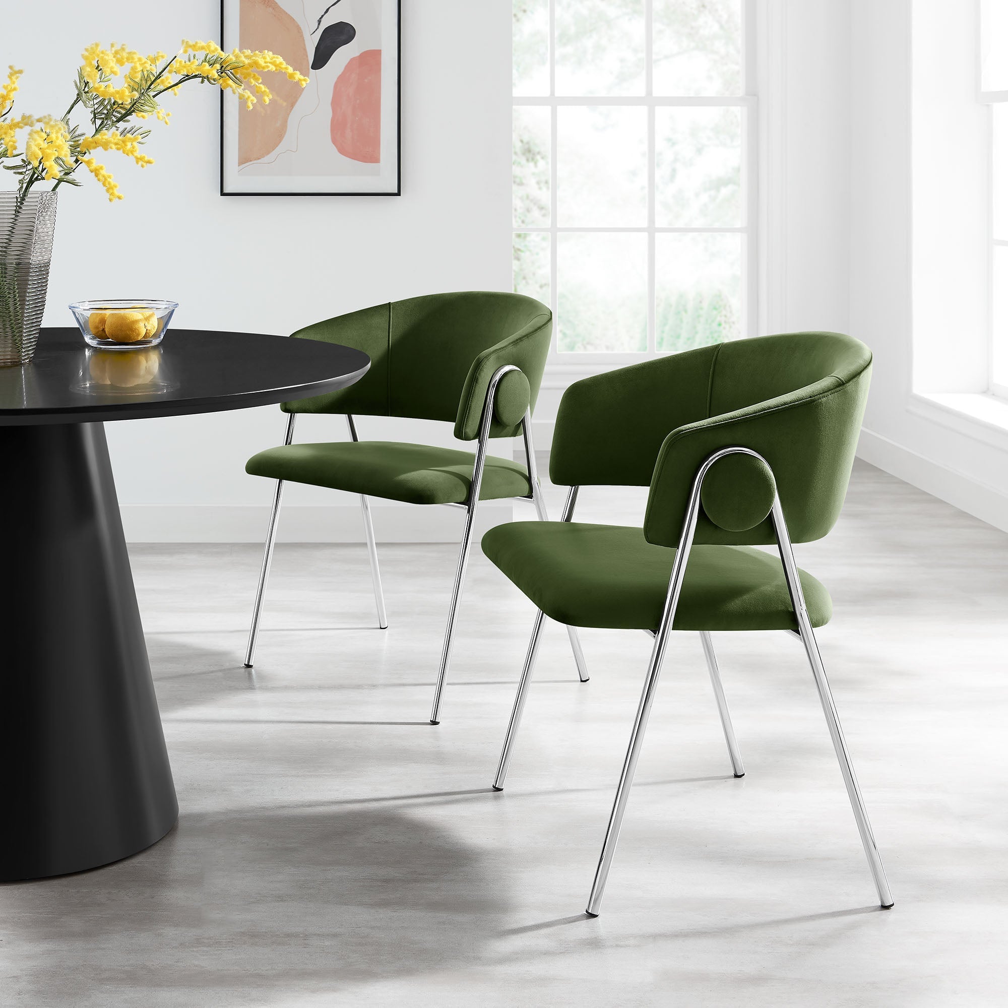 Nella Upholstered Performance Velvet Dining Chair Set of 2 by Modway