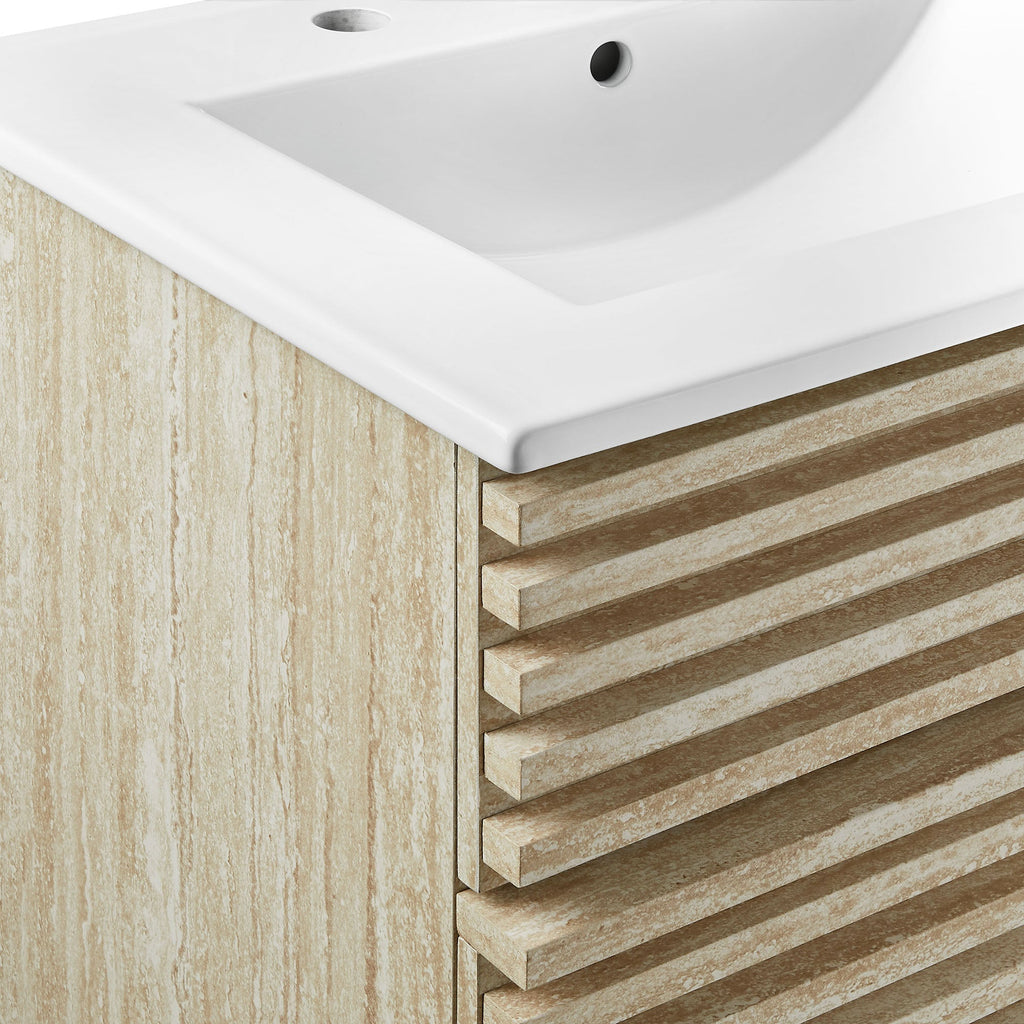 Render 24" Faux Travertine Bathroom Vanity With Sink by Modway