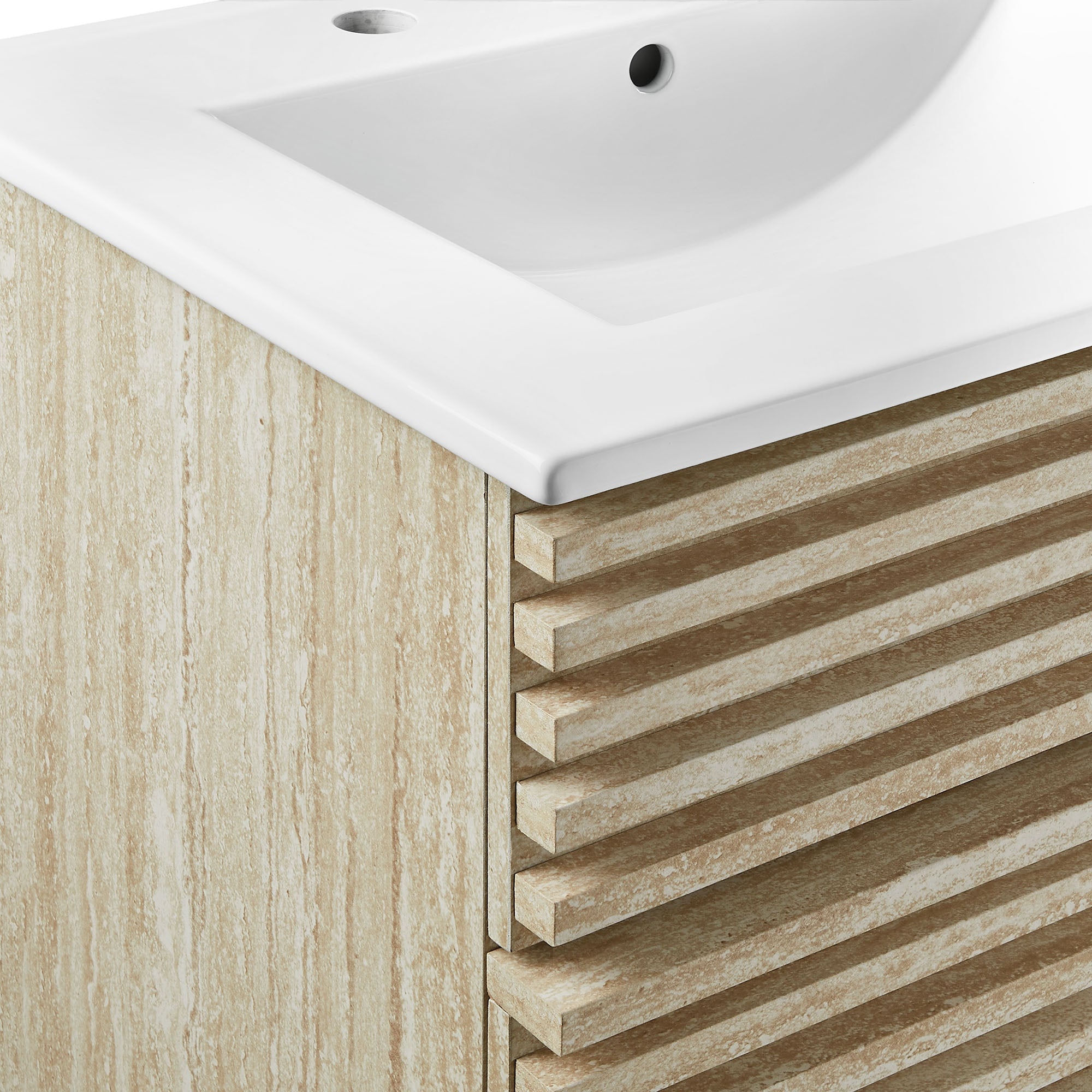Render 24" Faux Travertine Bathroom Vanity With Sink by Modway