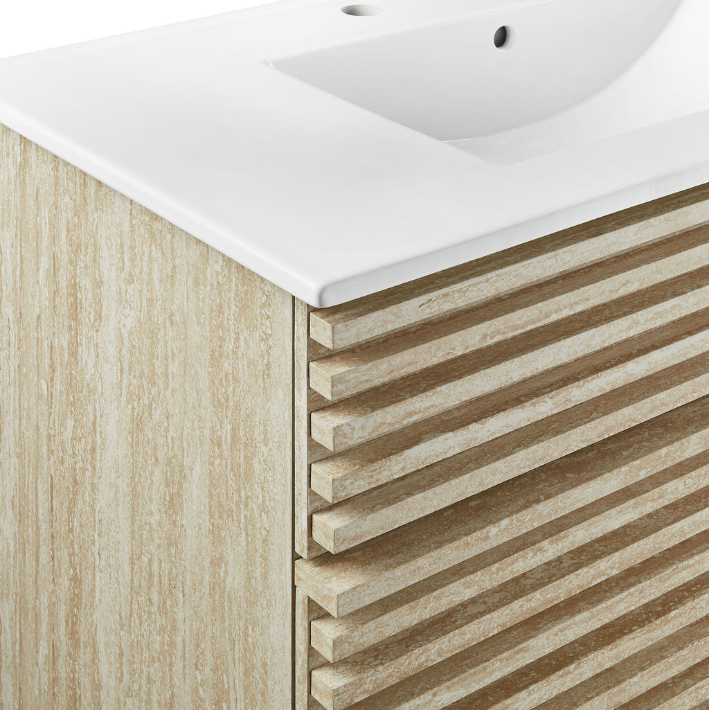 Render 36" Faux Travertine Bathroom Vanity With Sink by Modway
