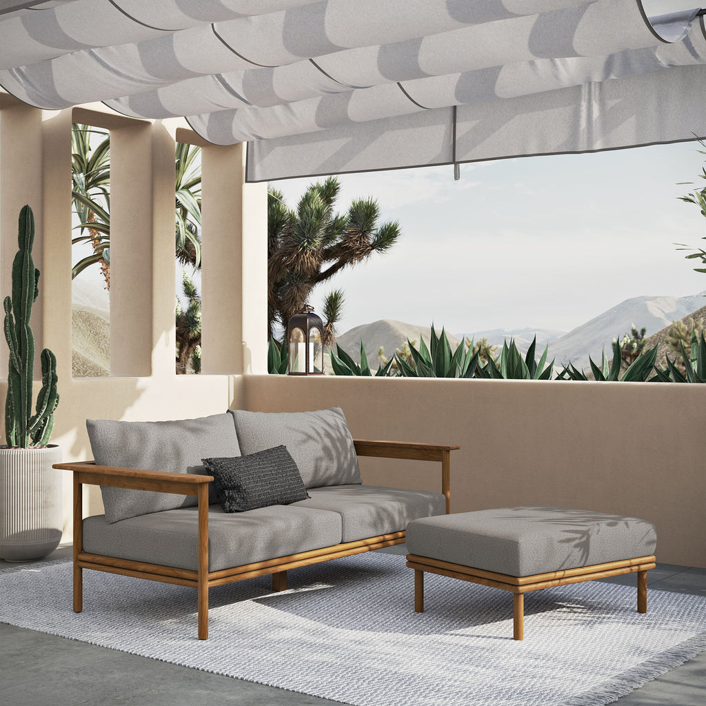 Wren 2-Piece Outdoor Patio Teak Wood Sofa and Ottoman Set by Modway