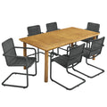 Abacus 7-Piece Rectangular Outdoor Patio Aluminum Dining Table Set with Rattan Armchairs by Modway