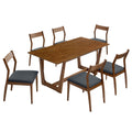 Solara 7-Piece Wood Dining Set with Vegan Leather Side Chairs by Modway