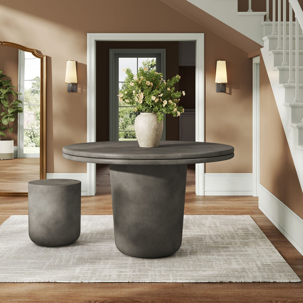Brion 48" Indoor - Outdoor Patio Concrete Round Dining Table by Modway
