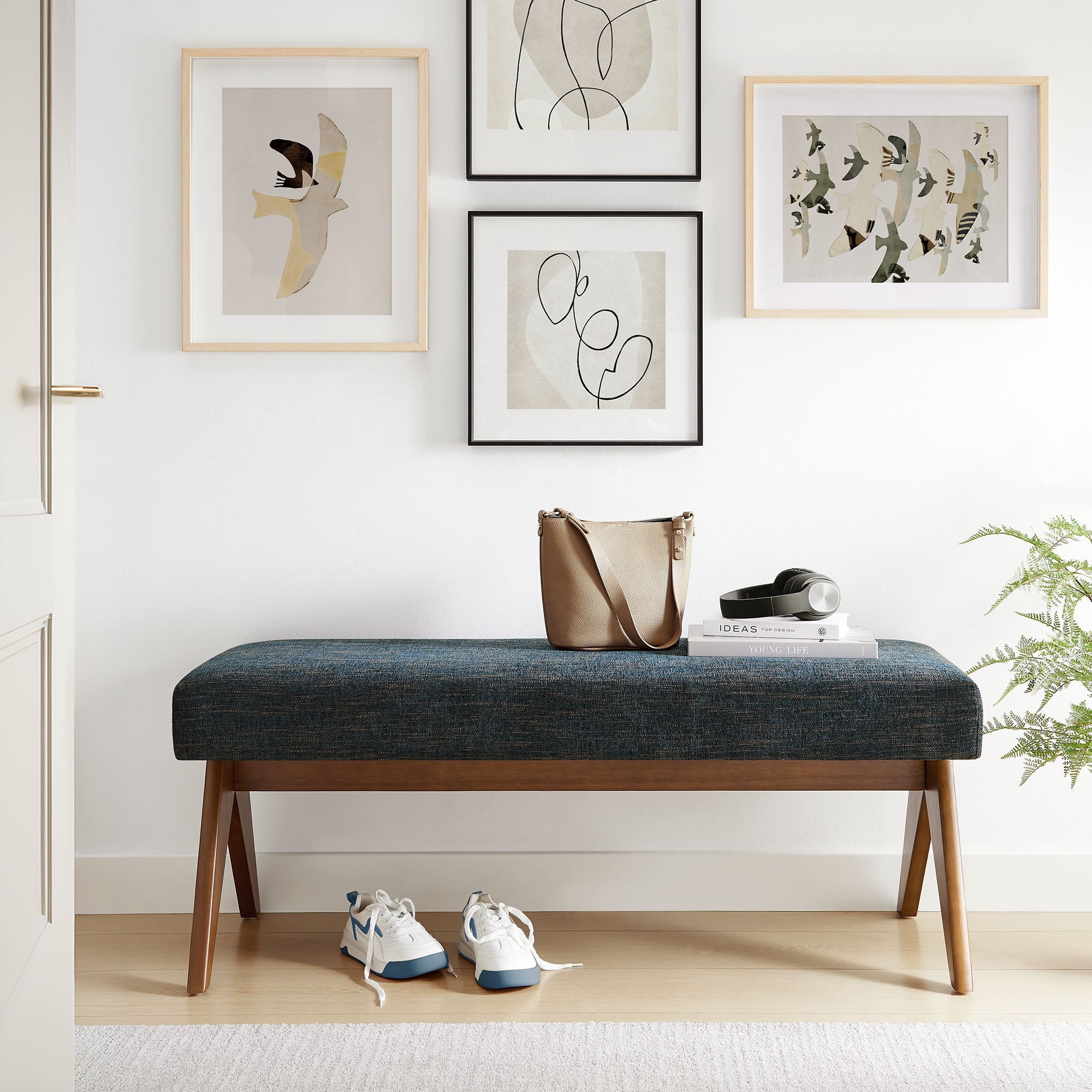 Lyra 47" Fabric Upholstered Bench by Modway