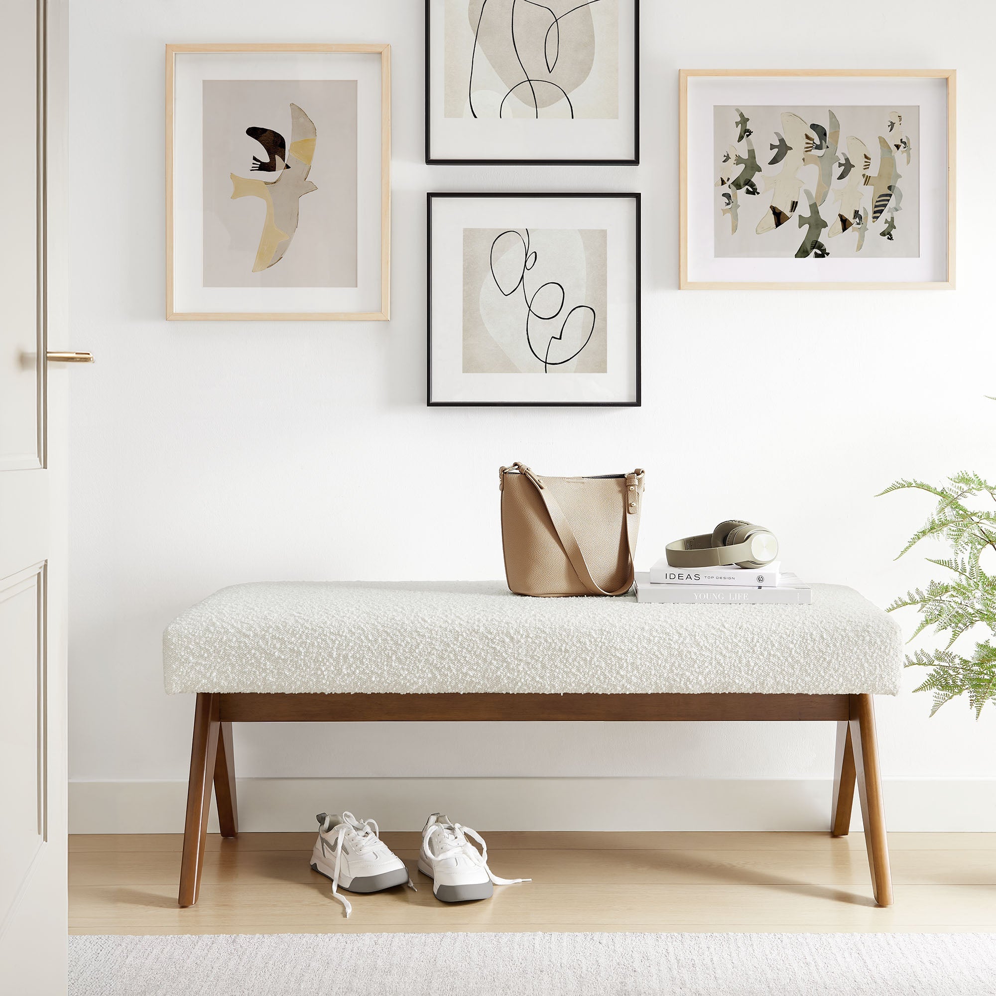 Lyra 47" Boucle Upholstered Bench by Modway