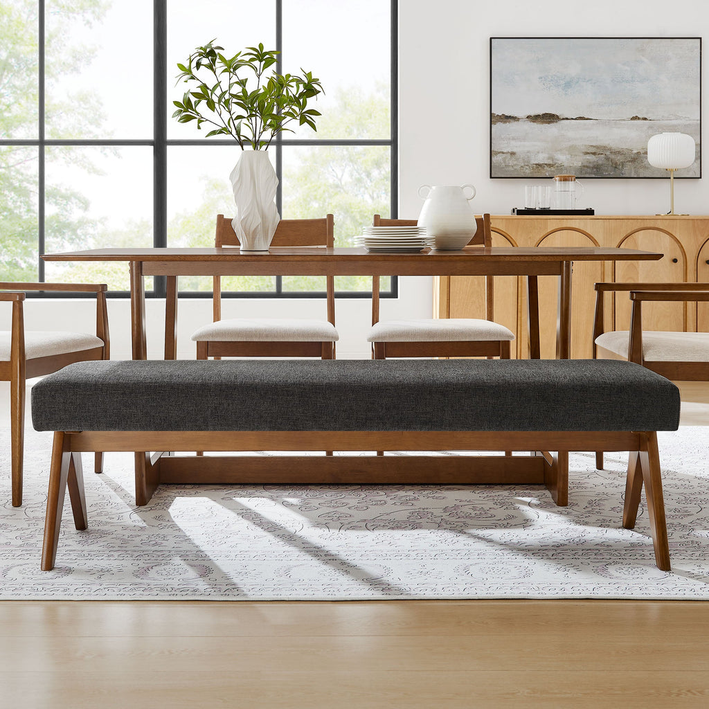 Lyra 63" Fabric Upholstered Bench by Modway