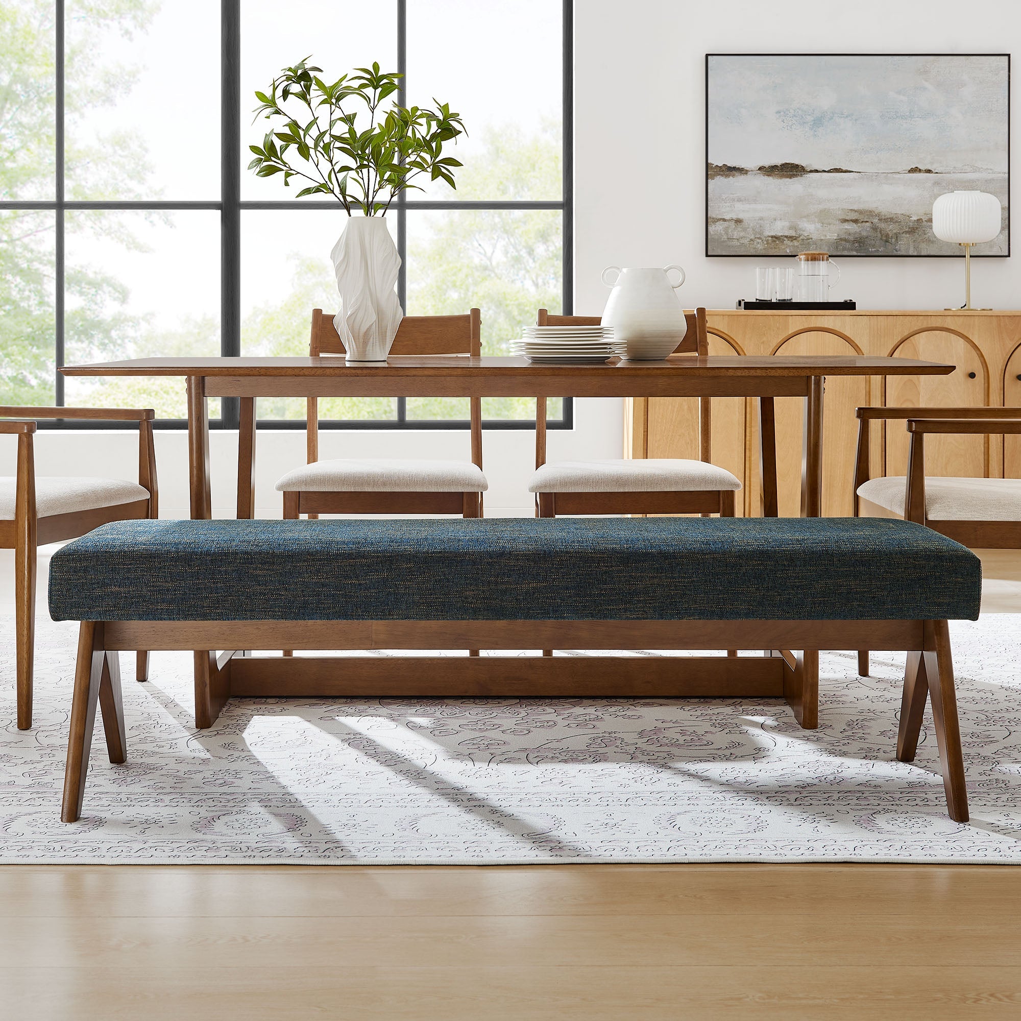Lyra 63" Fabric Upholstered Bench by Modway