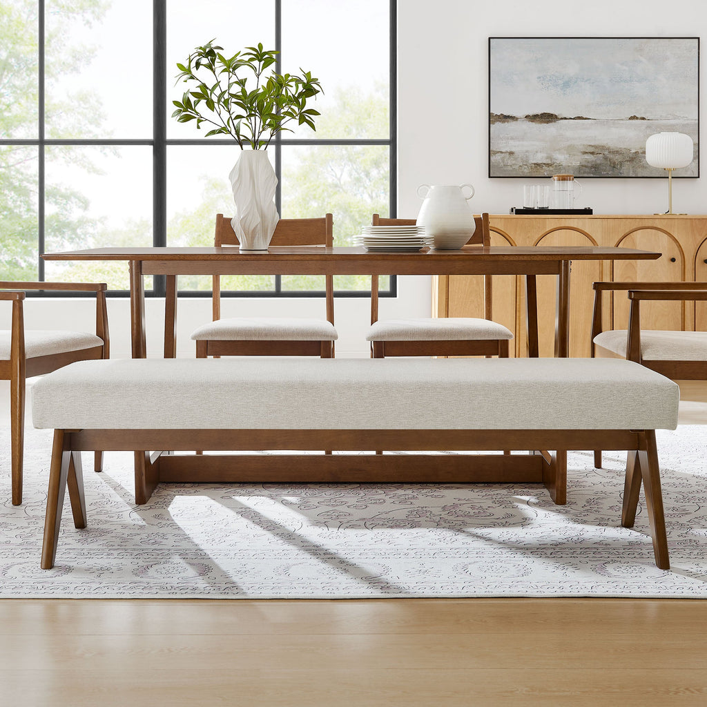 Lyra 63" Fabric Upholstered Bench by Modway