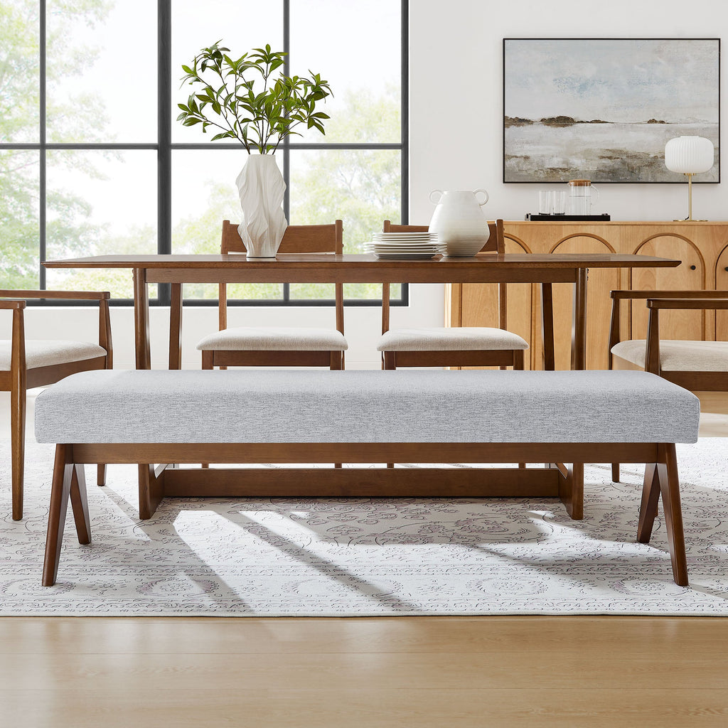 Lyra 63" Fabric Upholstered Bench by Modway