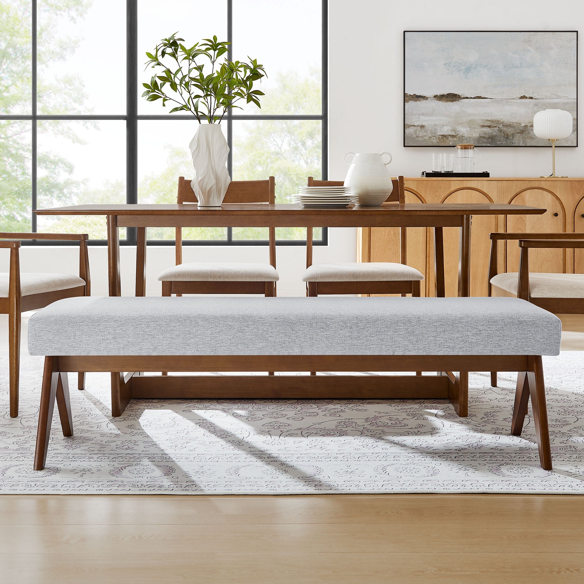 Lyra 63" Fabric Upholstered Bench by Modway