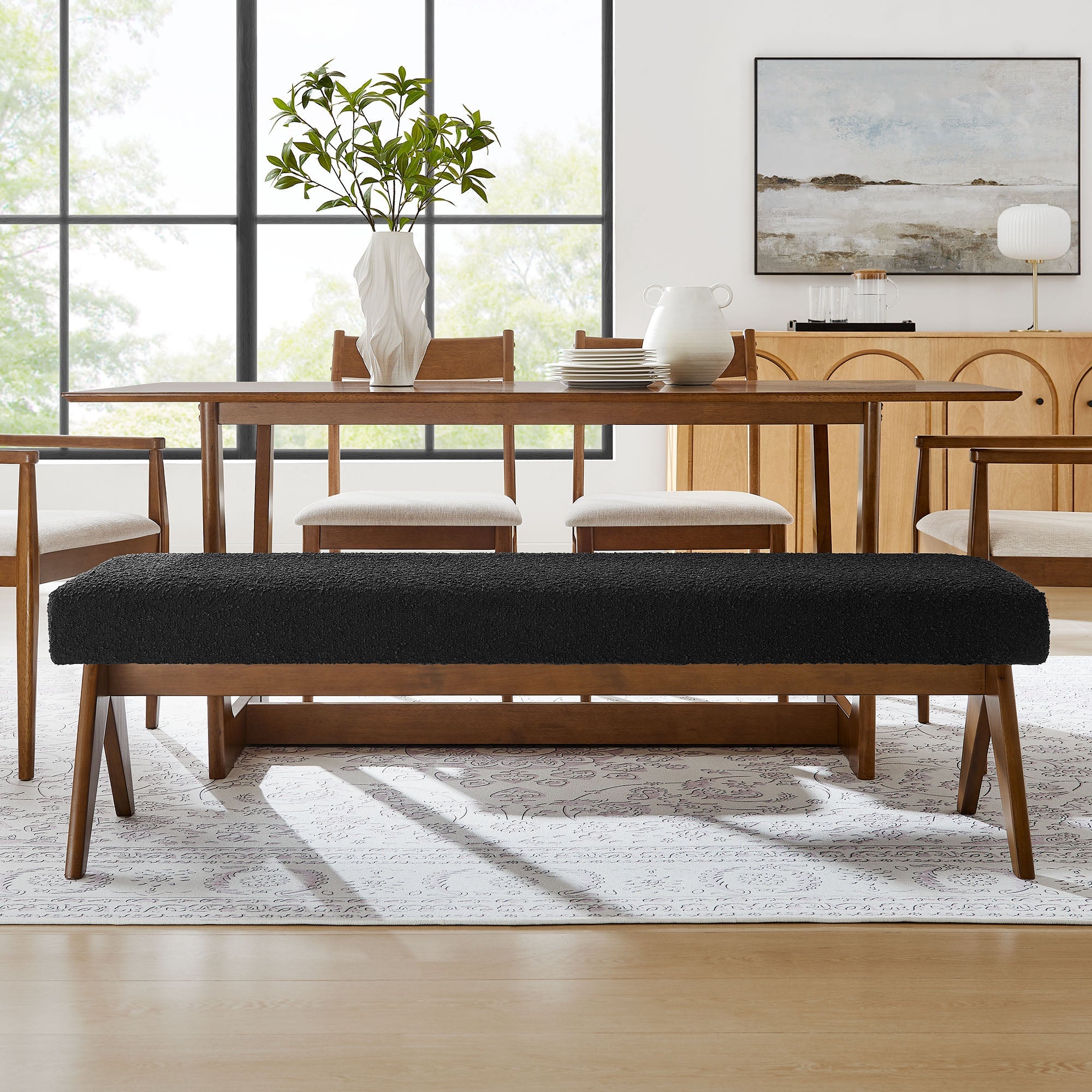 Lyra 63" Boucle Upholstered Bench by Modway