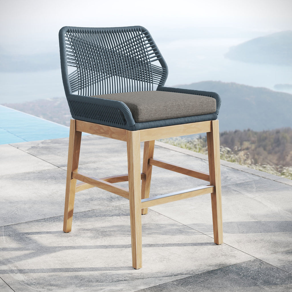 Wellspring Outdoor Patio Teak and Rope Counter Stool by Modway
