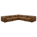 Auren 5-Piece Upholstered Vegan Leather Modular L-Shaped Sofa by Modway