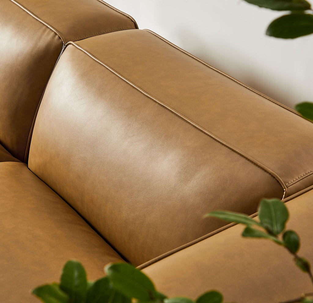 Auren 3-Piece Upholstered Vegan Leather Modular Loveseat with Ottoman by Modway