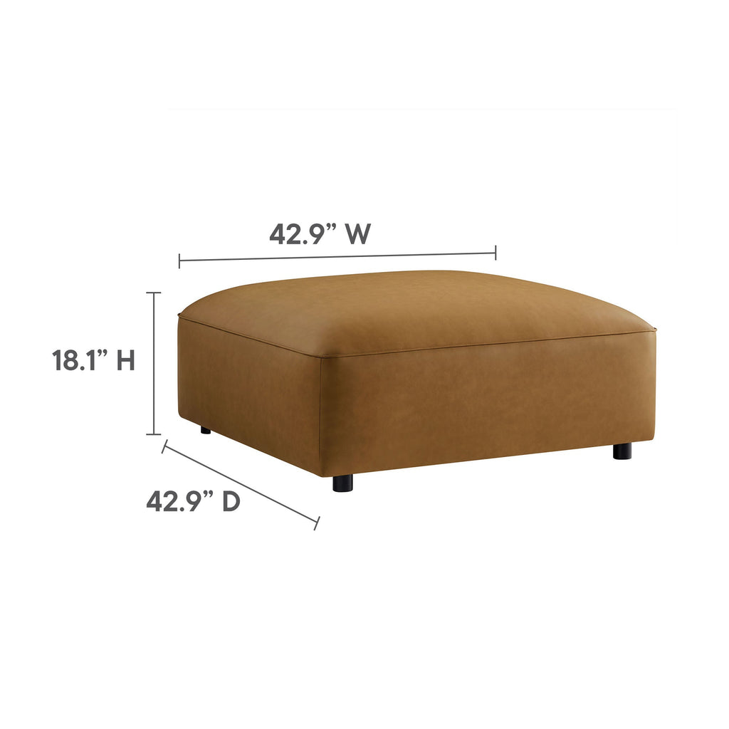 Auren 3-Piece Upholstered Vegan Leather Modular Loveseat with Ottoman by Modway