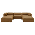 Auren 5-Piece Upholstered Vegan Leather Modular U-Shaped Sofa by Modway