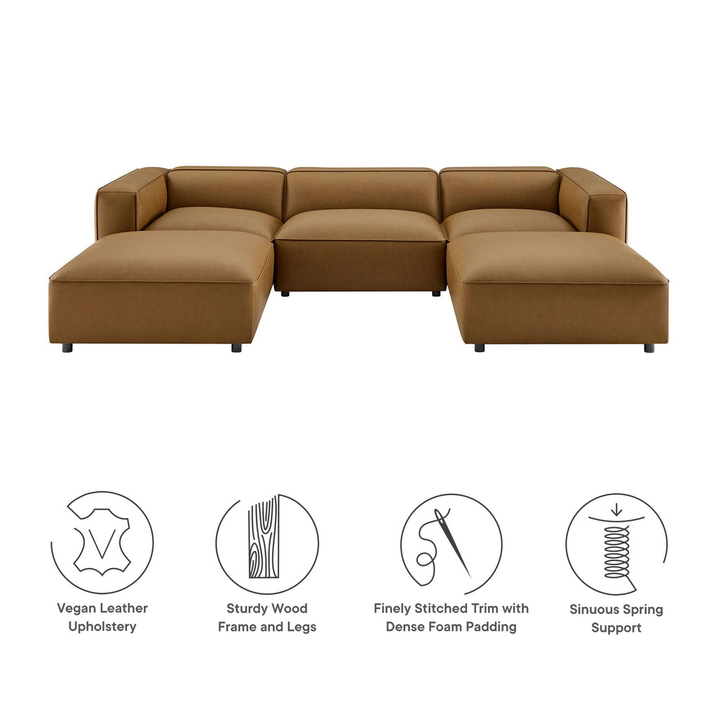 Auren 5-Piece Upholstered Vegan Leather Modular U-Shaped Sofa by Modway