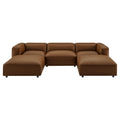 Auren 5-Piece Upholstered Vegan Leather Modular U-Shaped Sofa by Modway