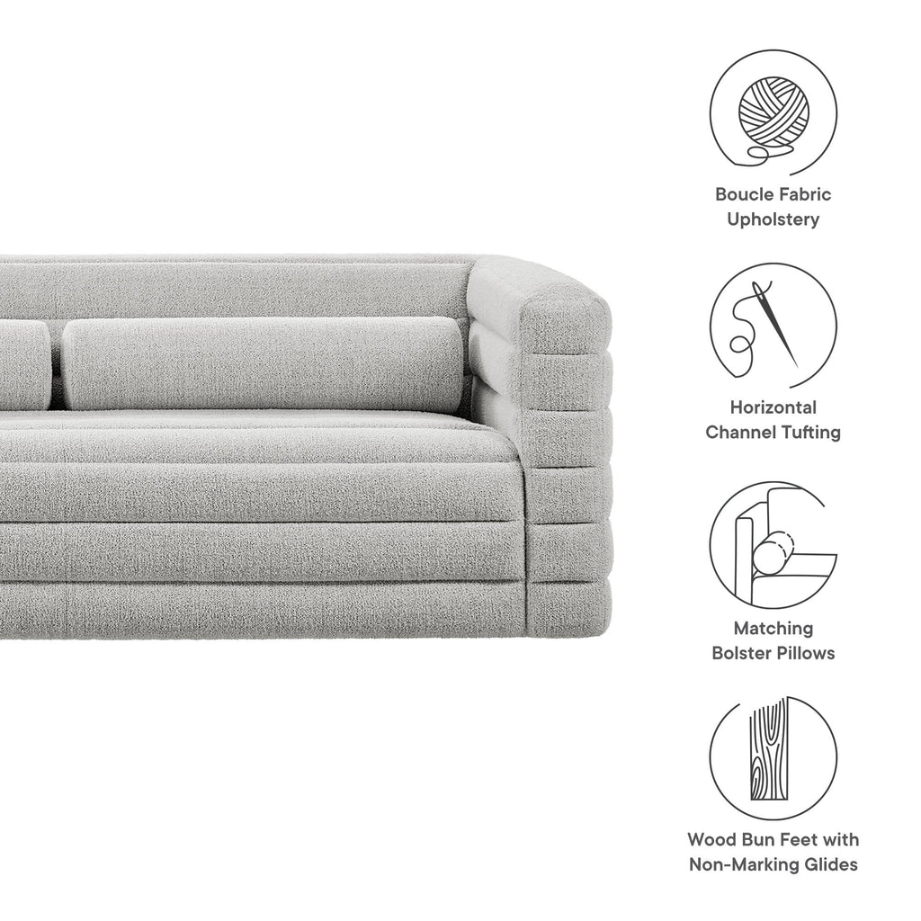 Relle Channel Tufted Boucle Upholstered Sofa by Modway