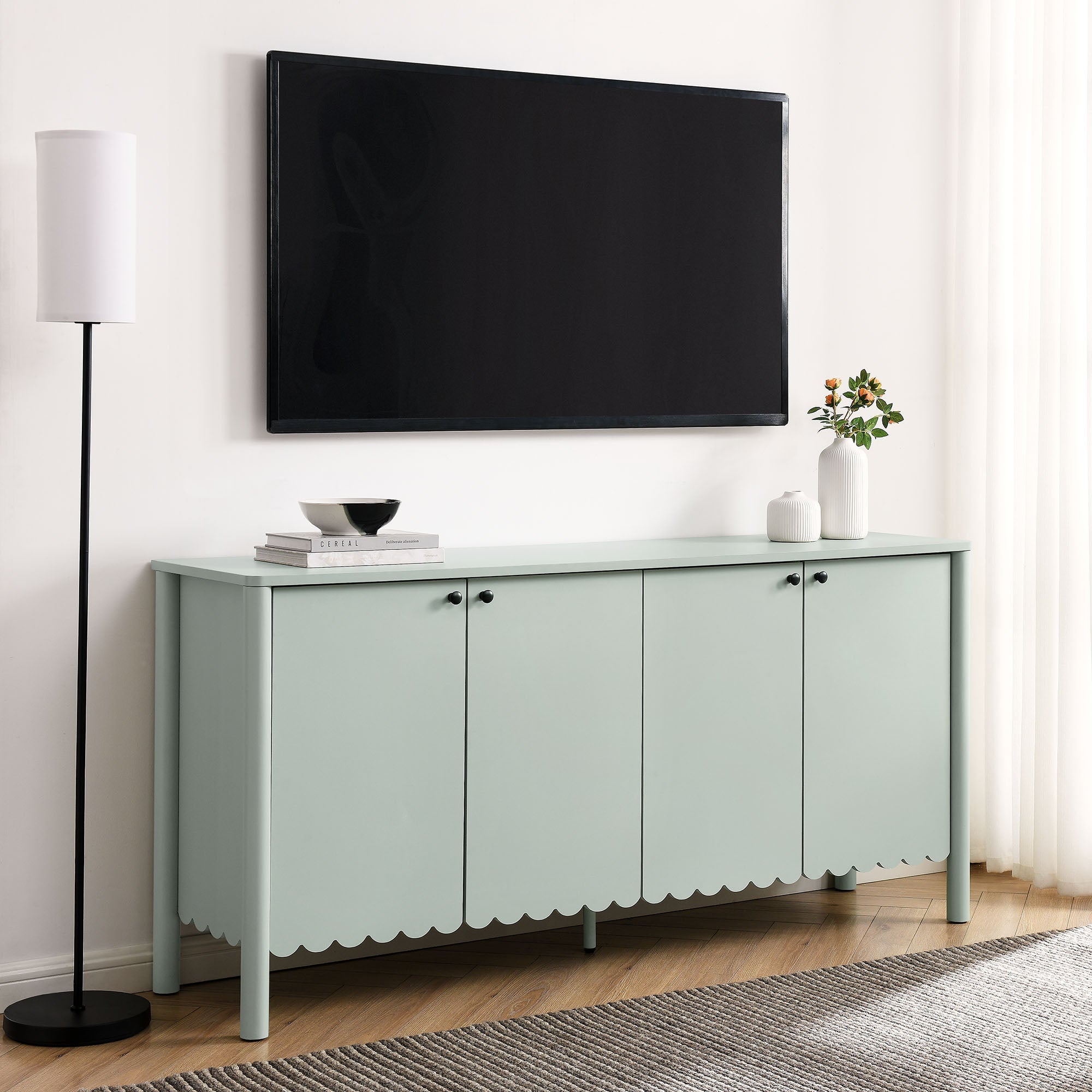 Emmeline 66" 4-Door Scalloped Sideboard Cabinet by Modway