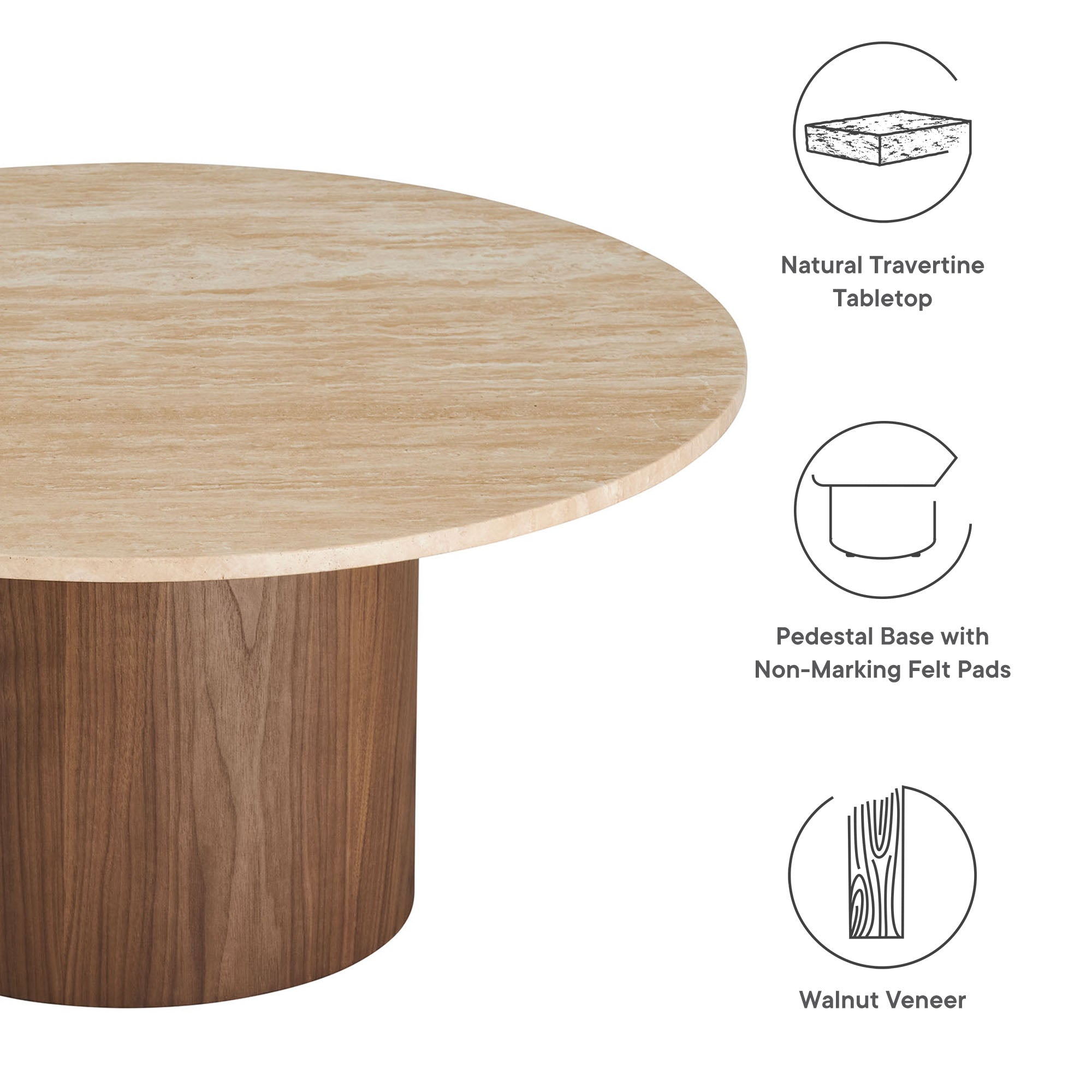 Kioni Round Travertine Coffee Table by Modway