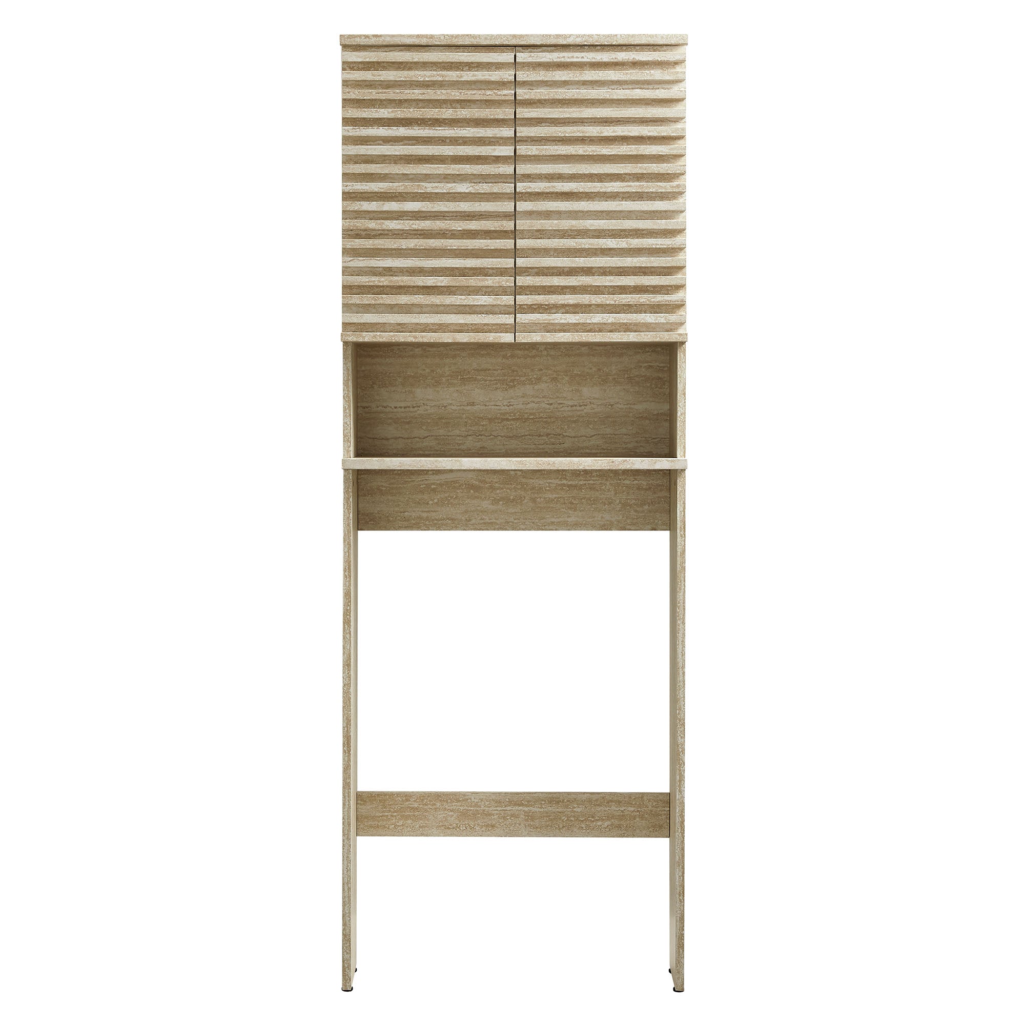 Render Over the Toilet Faux Travertine Bathroom Storage Cabinet by Modway