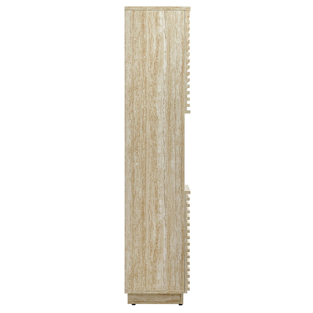 Render Tall Narrow Faux Travertine Linen Storage Cabinet by Modway