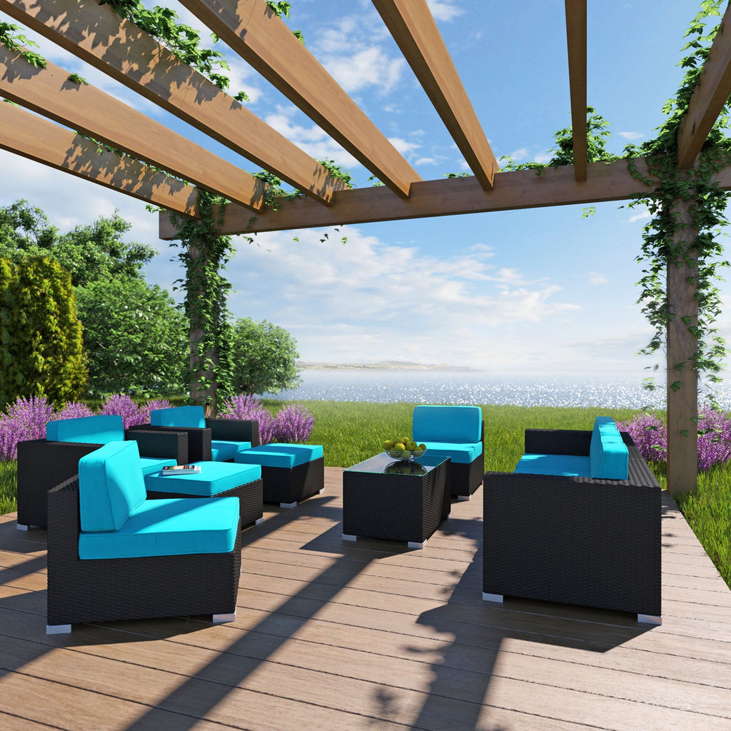 Avia 10 Piece Outdoor Sectional Set in Espresso Turquoise