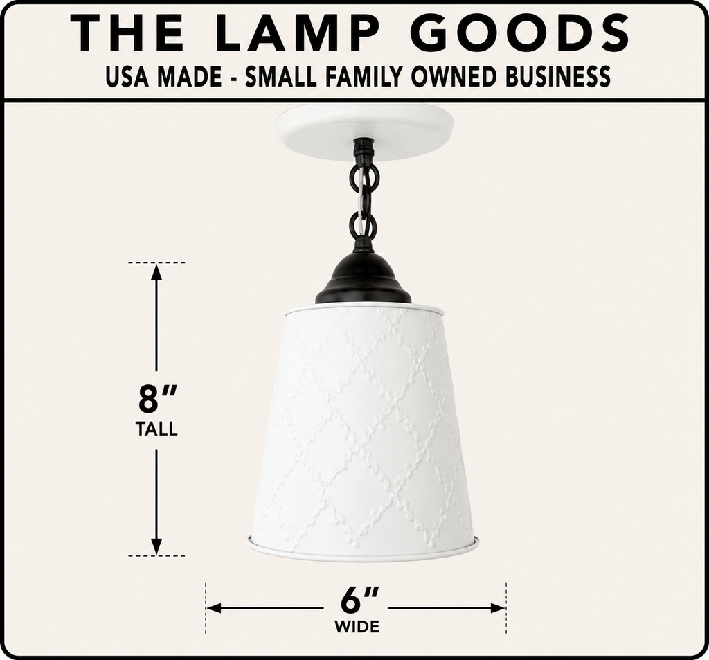 Embossed White Tin Ceiling Light