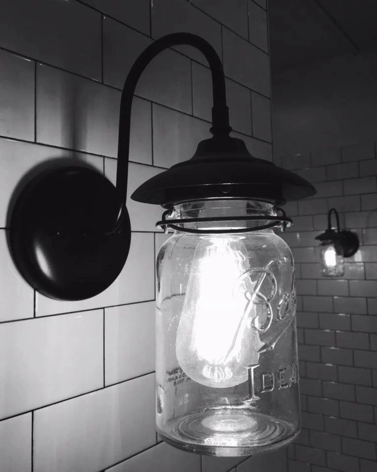 Exterior Outdoor Mason Jar Wall Sconce Light with Vintage Jar