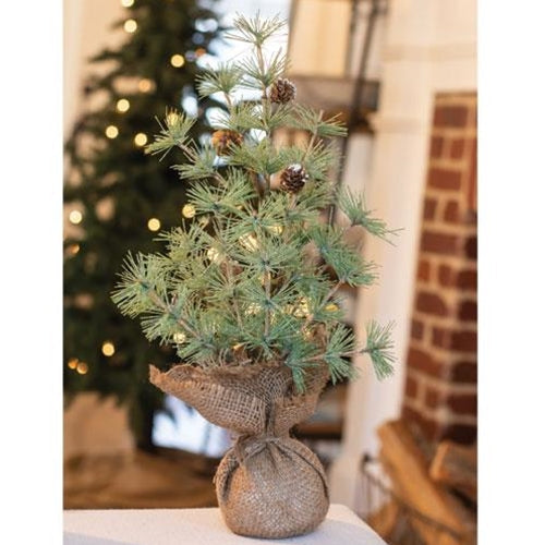Icy Tahoe Burlap Tree 16"
