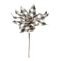 Black & White Buffalo Check Poinsettia Pick (Pack of 4)