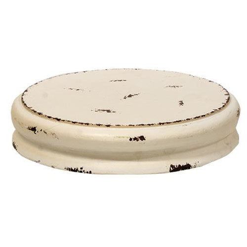 White Distressed Double Candle Plate 8.5"
