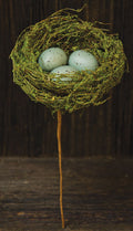 Moss Bird Nest Pick - Blue Eggs (Pack of 4)