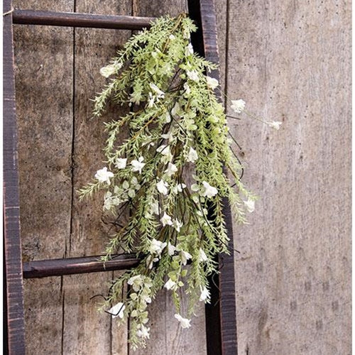 White Lobelia Dripping Garland 26"