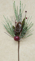 Snowy Pine Bell Pick 12"  (Pack of 4)