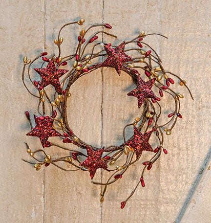 Burgundy & Gold Holiday Stars Pip Ring 4"  (Pack of 4)