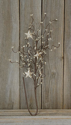 24" Holiday Pip Spray w/Stars-Platinum (Pack of 4)