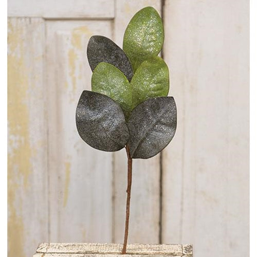 Vintage Glitter Magnolia Leaves Pick 20"  (Pack of 4)