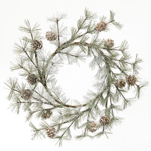Vintage Glitter Birchcone Pine Wreath 14"