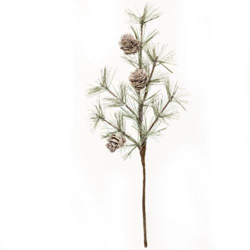 Vintage Glitter Birchcone Pine Pick 13" (Pack of 4)