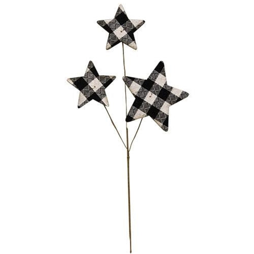Black & White Plaid Star Pick 14" (Pack of 4)