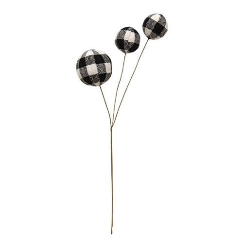 Black & White Plaid Ball Pick 14"  (Pack of 4)
