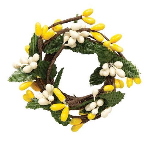 Mini Pip Berry Ring Yellow & Cream 1" (Pack of 4)