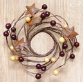 2" Burgundy & Gold Berry Ring w/Stars (Pack of 4)