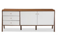 Baxton Studio Harlow Mid-century Modern Scandinavian Style White and Walnut Wood Sideboard Storage Cabinet
