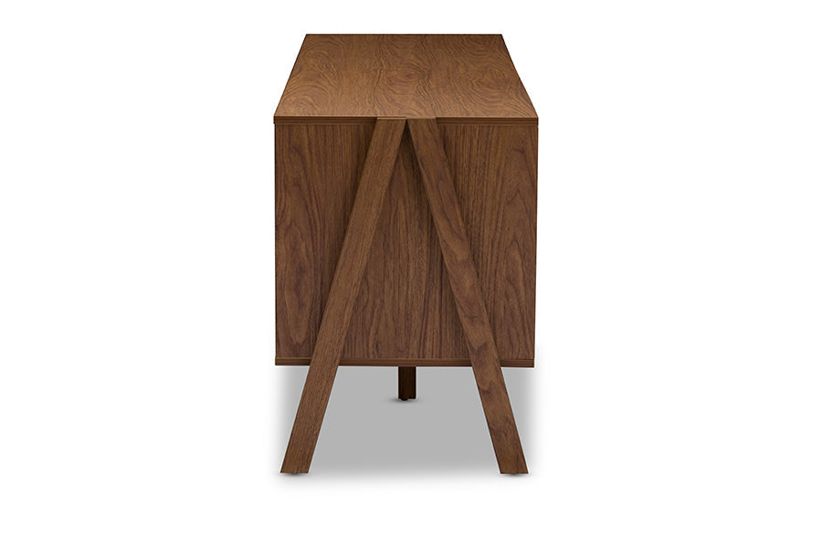 Baxton Studio Harlow Mid-century Modern Scandinavian Style White and Walnut Wood Sideboard Storage Cabinet