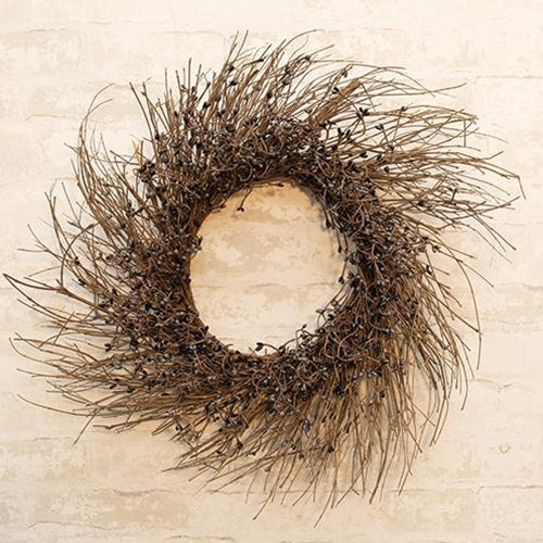 Gray & Black Pip Twig Wreath 22"