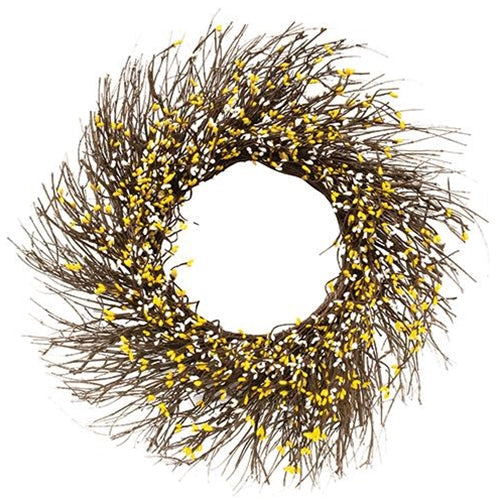 Yellow & Cream Pip Twig Wreath 22"